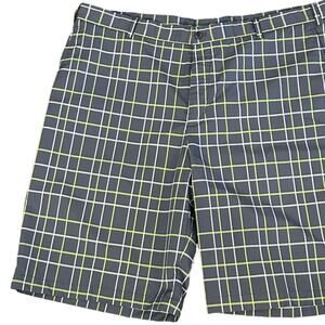 Slazenger Mens Size 40 Gray with Lime and White Plaid Pattern Golf Shorts.